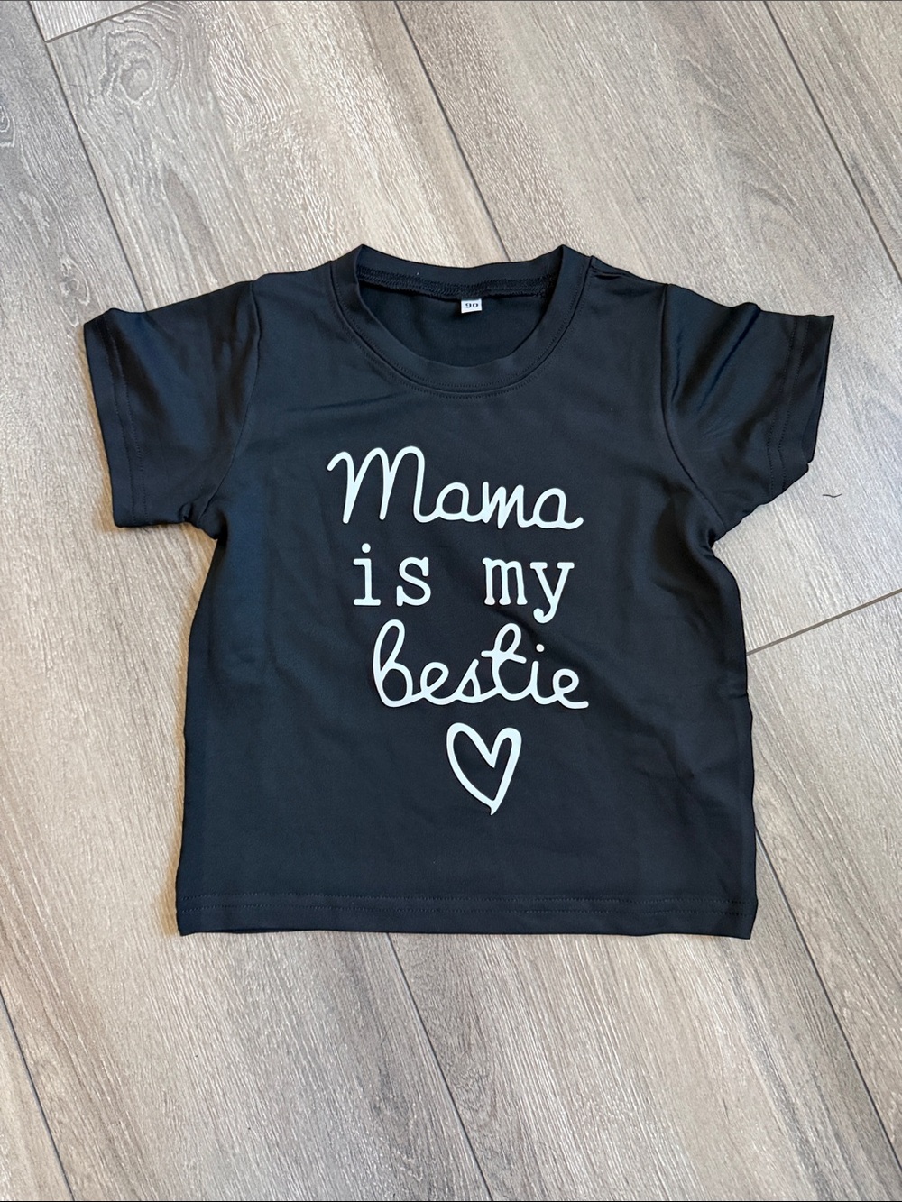Kids 'Mama Is My Bestie' Black Short Sleeve Tee
